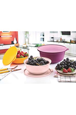 Trend Kapaklı Kase 3 ' Lü Set - 2lt-4lt-6lt