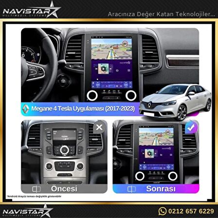 Renault Megane 4 TESLA 2017-2023 Model 2+32GB Android  Kablosuz Carplay Navigasyon Multimedya Sistem