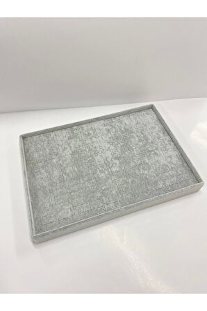 Yerli Üretim Süet Kumaş Gri Renk 34/24 Cm Çekmece Ici Batırmalı Yüzük Standı
