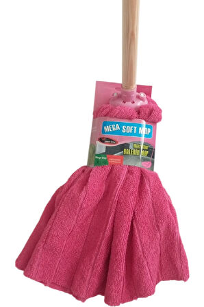 Mega Soft XL Mikrofiber Paspas Büyük Boy Yedek Ucu ve Ahşap Sapı Takım