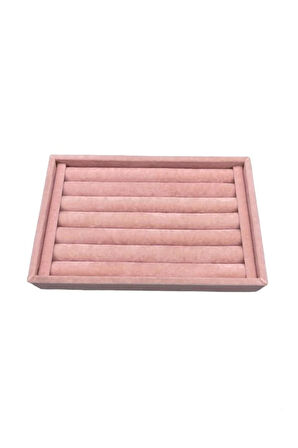 Yerli Üretim Küçük Boy Süet Kumaş Pembe Renk 22,5/14,5 Cm Rulo Çekmece Içi Yüzük Standı