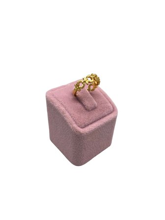 Terli Üretim Süet Kumaş Pembe Renk Tek Yüzük Sergileme Aksesuar