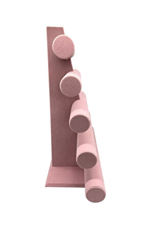Süet Kumaş Pembe Renk Beş Kademeli 45/34 cm Bileklik-Saat Sergileme Standı