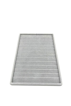 Yerli Üretim Süet Kumaş Gri Renk 34/24Cm 14 Adet Kademeli Çekmece İçi Bileklik Tablası