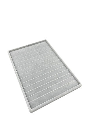 Yerli Üretim Süet Kumaş Gri Renk 34/24Cm 14 Adet Kademeli Çekmece İçi Bileklik Tablası