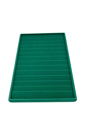Yerli Üretim Süet Kumaş Yeşil Renk 34/24Cm 14 Adet Kademeli Çekmece İçi Bileklik Tablası