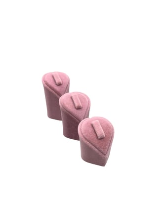 Kalp Model Süet Kumaş Pembe Renk Üçlü Takım Yüzük Sergileme Aksesuar