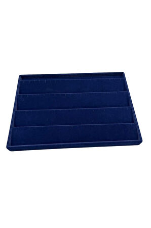 Yerli Üretim Cezayir Model Süet Kumaş Lacivert Renk 34/24 Cm Kademeli Çekmece İçi Küpe Standı