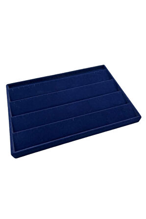 Yerli Üretim Cezayir Model Süet Kumaş Lacivert Renk 34/24 Cm Kademeli Çekmece İçi Küpe Standı