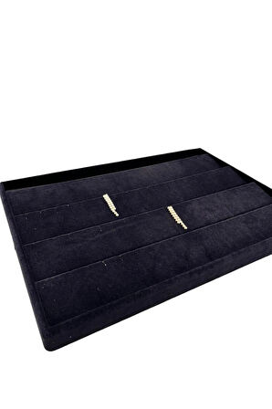 Yerli Üretim Cezayir Model Süet Kumaş Siyah Renk 34/24 Cm Kademeli Çekmece İçi Küpe Standı