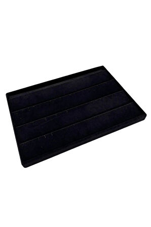 Yerli Üretim Cezayir Model Süet Kumaş Siyah Renk 34/24 Cm Kademeli Çekmece İçi Küpe Standı