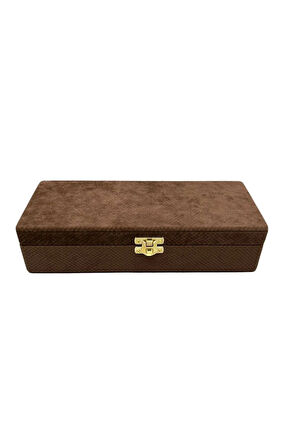 Yeni Yerli Üretim Kapaklı Keten Kumaş Kahve 25 cm / 10 cm Tesbih Sergileme Kutusu