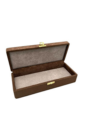 Yeni Yerli Üretim Kapaklı Keten Kumaş Kahve 25 cm / 10 cm Tesbih Sergileme Kutusu