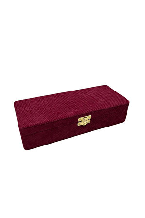 Yeni Yerli Üretim Kapaklı Keten Kumaş Bordo 25 cm / 10 cm Tesbih Sergileme Kutusu