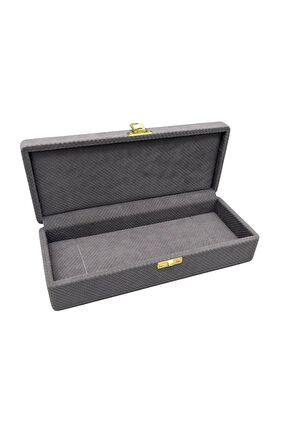 Yeni Yerli Üretim Kapaklı Keten Kumaş Gri 25 cm / 10 cm Tesbih Sergileme Kutusu