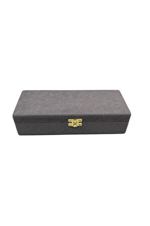 Yeni Yerli Üretim Kapaklı Keten Kumaş Gri 25 cm / 10 cm Tesbih Sergileme Kutusu