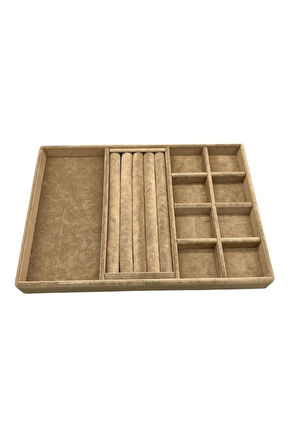 Lizbon Model Süet Kumaş Sütlü Kahve Renk 24/34 Cm Takı Sergileme Standı