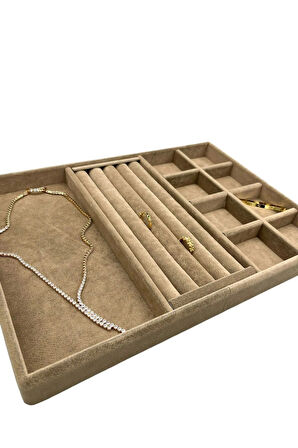 Lizbon Model Süet Kumaş Sütlü Kahve Renk 24/34 Cm Takı Sergileme Standı