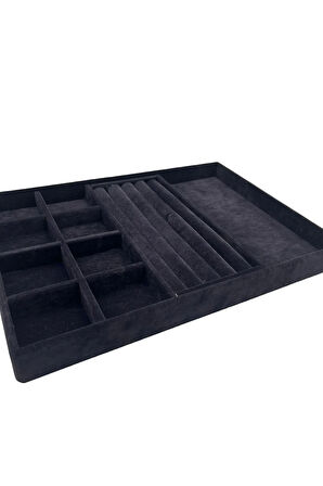 Lizbon Model Süet Kumaş Siyah Renk 24/34 Cm Takı Sergileme Standı