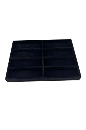 New York Model Süet Süet Kumaş Siyah Renk 34/24 cm Bölmeli Çekmece Içi Gözlük Standı