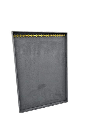 Yerli Üretim Özel Sardunya Kumaş Tırnaklı Füme Renk 34/24 Cm Ayaklı Tesbih-Kolye Takı Standi