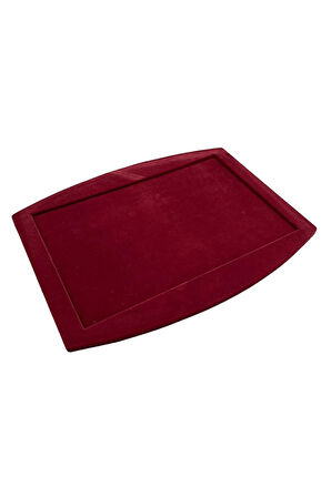 Yerli Üretim Süet Kumaş Bordo Renk Kolye Ucu Küpe Yüzük Takı Servis Sunum Tablası
