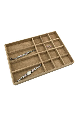 Paris Model Süet Kumaş Sütlü Kahve Renk 24/34 Cm  Takı Sergileme Standı