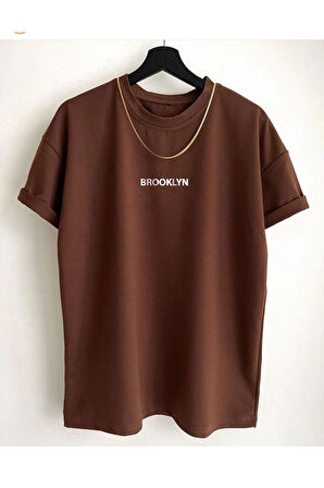 Erkek Beyaz Brooklyn Oversize Bisiklet Yaka Tshirt