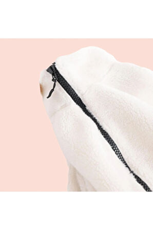 Erkek Pelüş Ceket Kalın Oversize Fermuarlı