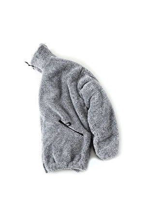 Erkek Pelüş Ceket Kalın Oversize Fermuarlı