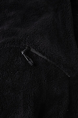 Erkek Pelüş Ceket Kalın Oversize Fermuarlı