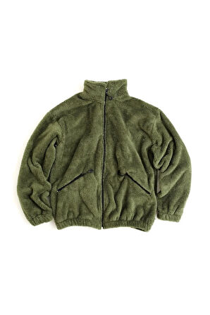 Erkek Pelüş Ceket Kalın Oversize Fermuarlı