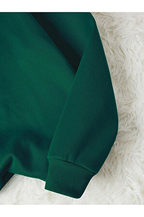 Unisex Kadın/Erkek NEVER Renkli Oversize Bisiklet Yaka Pamuklu Sweatshirt