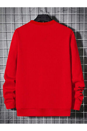 Unisex Kadın/Erkek NEVER Renkli Oversize Bisiklet Yaka Pamuklu Sweatshirt