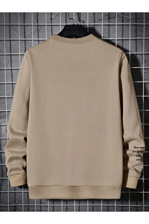 Unisex Kadın/Erkek NEVER Renkli Oversize Bisiklet Yaka Pamuklu Sweatshirt