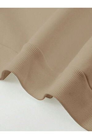 Unisex Kadın/Erkek NEVER Renkli Oversize Bisiklet Yaka Pamuklu Sweatshirt