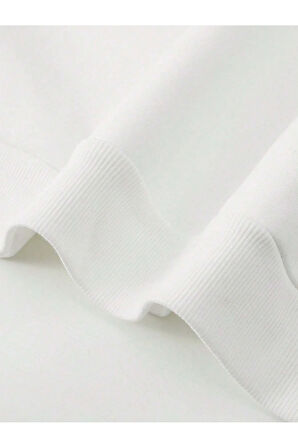 Unisex Kadın/Erkek NEVER Renkli Oversize Bisiklet Yaka Pamuklu Sweatshirt