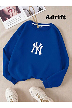 Unisex Ny Yankes Baskılı Bisiklet Yaka Sweatshirt