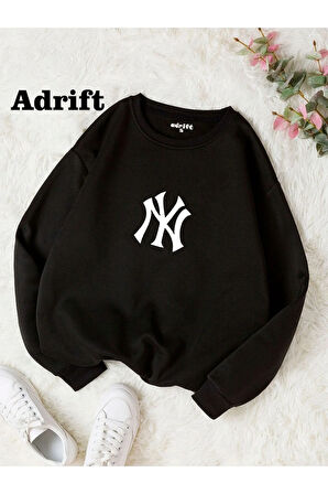 Unisex Ny Yankes Baskılı Bisiklet Yaka Sweatshirt