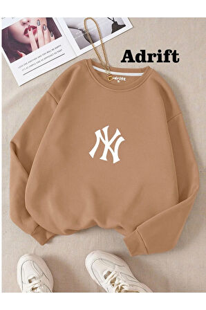 Unisex Ny Yankes Baskılı Bisiklet Yaka Sweatshirt