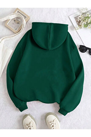 Unisex Kadın/Erkek BROOKLYN Renkli Özel Baskılı Pamuklu Oversize Kapüşonlu Sweatshirt