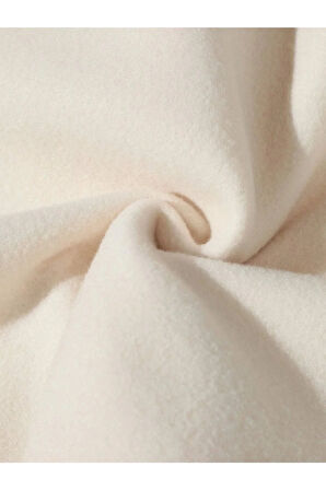 Unisex Bej Happiest Baskılı Oversize Kapşonlu Sweatshirt