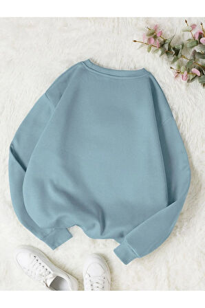 Unisex Basket Baskılı Bisiklet Yaka Sweatshirt