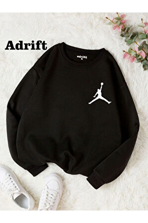 Unisex Basket Baskılı Bisiklet Yaka Sweatshirt