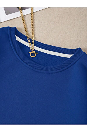 Unisex Kadın/Erkek Brooklyn Özel Renkli Oversize Bisiklet Yaka Pamuklu Sweatshirt