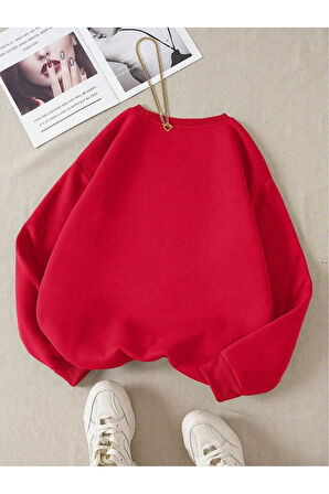 Unisex Kadın/Erkek Brooklyn Özel Renkli Oversize Bisiklet Yaka Pamuklu Sweatshirt