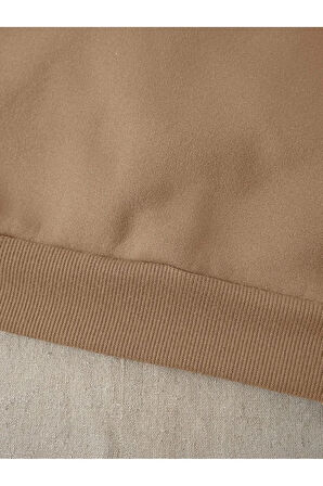 Üç iplik Kadın Renkli Cat Özel Göğüs Baskılı Oversize Bisiklet Yaka Sweatshirt