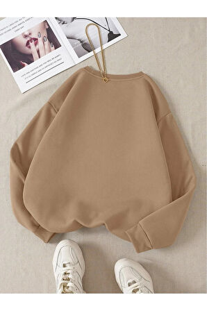 Unisex Kadın/Erkek LOS ANGELES Renkli Oversize Bisiklet Yaka Pamuklu Sweatshirt