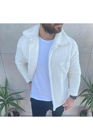 Erkek Beyaz Peluş Ceket