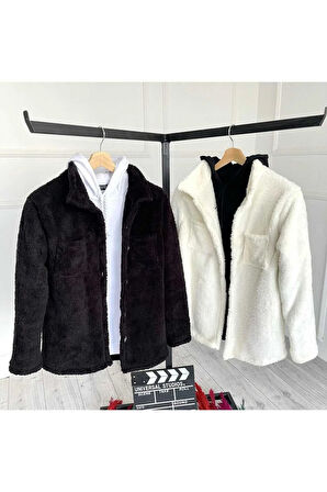 Unisex 2'li Peluş Polar Hırka Gömlek